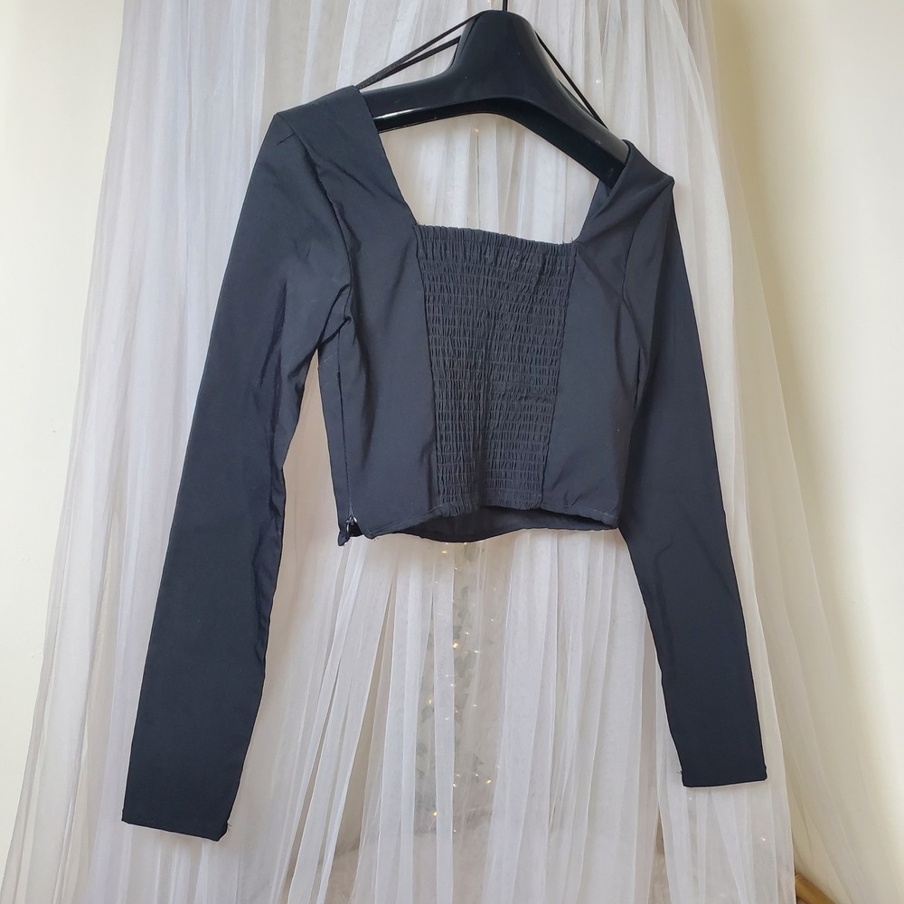 Hunter & Brown Grunge 90s Goth Corset Crop Top M Black Y2K Shaping Whimsgoth NWT - Picture 4 of 6
